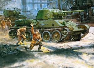 Обои Рисованные Танк Т-34 T-34/76