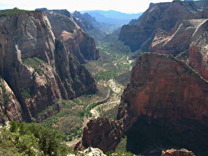 桌面壁纸，，公园，錫安國家公園，美国，峡谷，Zion Canyon Utah，大自然