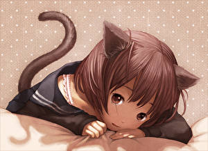 Sfondi desktop Ragazza gatto Anime Ragazze