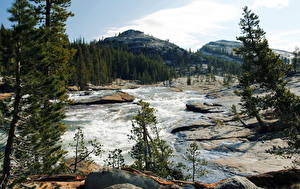 Bakgrundsbilder på skrivbordet Parker Berg Floder USA Yosemite Kalifornien Tuolumne Natur