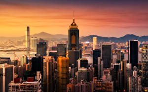 Bakgrundsbilder på skrivbordet Kina Hongkong Skyskrapor Byggnad Megalopolis stad