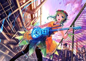 Hintergrundbilder Vocaloid Gitarre Anime Mädchens