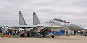 デスクトップの壁紙、、飛行機、戦闘機、Su-30 (航空機)、MK、