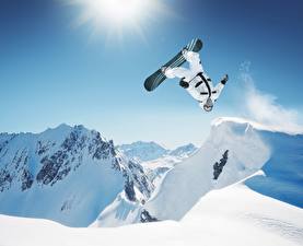 Bureaubladachtergronden Skiën Snowboarden Snoubord atletisch
