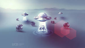 Bakgrundsbilder på skrivbordet UFO 3D grafik Fantasy