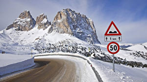 Hintergrundbilder Wege Road to Sella Pass, Sassu Lungo, Italy Natur