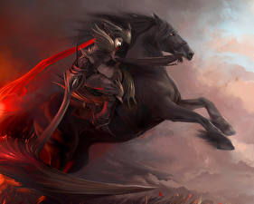 Photo Warriors Horses Scythe Fantasy