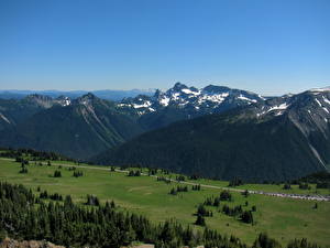 Tapety na pulpit Park Góra USA Park Narodowy Mount Rainier Sunrise Valley Washington Natura