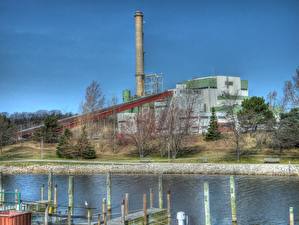 Bureaubladachtergronden Amerika Michigan Grand Haven Power Plant een stad