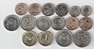 Обои Деньги Монеты российские, 1 2 5 10 рублей, 1 5 10 50 копеек