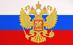 Bakgrundsbilder på skrivbordet Ryssland Heraldiskt vapen Flagga Dubbelörnen