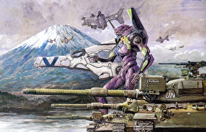 桌面壁纸，，新世纪福音战士，坦克，日本动画