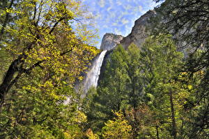 Bakgrundsbilder på skrivbordet Parker Ett vattenfall Amerika Yosemite Kalifornien Bridalveil Natur
