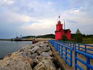 Bakgrunnsbilder Kyst Fyrtårn Holland Harbor (Holland, Michigan) Natur