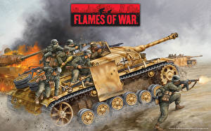 桌面壁纸，，Flames of War，坦克，士兵，游戏
