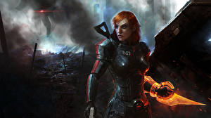Bakgrundsbilder på skrivbordet Mass Effect Mass Effect 3 Datorspel Unga_kvinnor