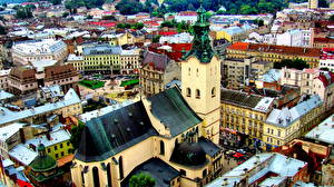 Papel de Parede Desktop Ucrânia Lviv Torre Cidades