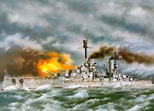Картинка Рисованные Корабль Kronprinz военные
