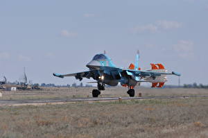 Bakgrundsbilder på skrivbordet Flygplan Jaktflygplan Su-34 Luftfart