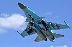 Bakgrundsbilder på skrivbordet Flygplan Jaktplan Su-34 Luftfart