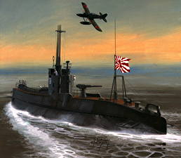 Wallpapers Painting Art Submarines Army