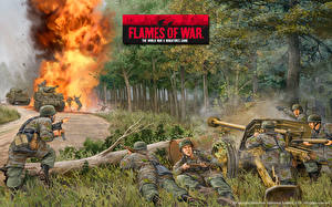 Fondos de escritorio Flames of War Cañón (artillería) Soldado Juegos