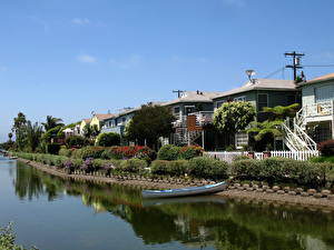 Bureaubladachtergronden Huizen Amerika Los Angeles Venice Canal een stad