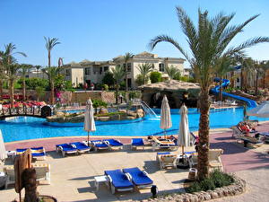 Bureaubladachtergronden Kuuroord Zwembad Palmbomen Sharm Ash Sheikh Egypt een stad