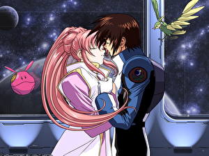 Bureaubladachtergronden Mobile Suit Gundam Jonge man Anime Jonge_vrouwen