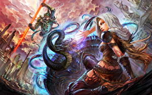 Bakgrundsbilder på skrivbordet Forsaken World - Shenmo Online spel Fantasy Unga_kvinnor