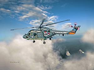 Фото Вертолет над морем