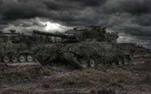 Papel de Parede Desktop Carro de combate Leopard 2 Camuflagem  militar