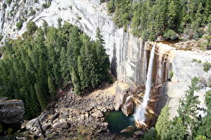 桌面壁纸，，公园，瀑布，美国，優勝美地國家公園，加利福尼亚州，Vernal，大自然