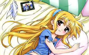 Bakgrundsbilder på skrivbordet Magical Girl Lyrical Nanoha Anime Unga_kvinnor