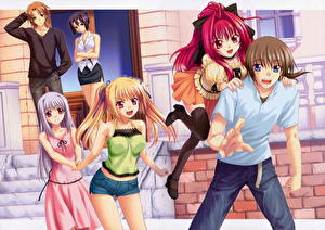 Desktop wallpapers Shinkyoku Soukai Polyphonica Young man Anime Girls