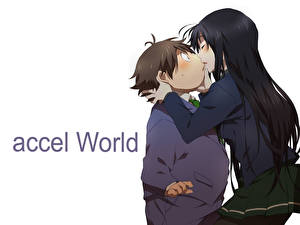 Bilder Accel World Junger Mann  Anime Mädchens