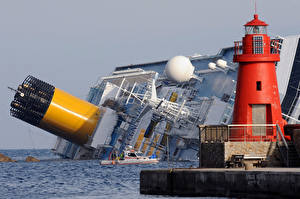 桌面壁纸，，災害，船，游轮，Costa Concordia，