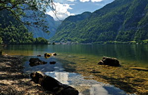 Papel de Parede Desktop Lago Áustria Hallstatt (Alta Áustria) Naturaleza