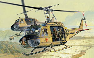 桌面壁纸，，直升機，UH-1D，