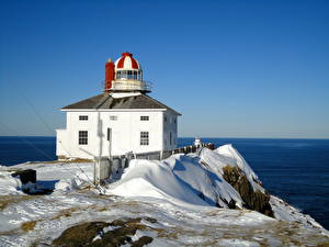 Bakgrundsbilder på skrivbordet Kusten Fyr Kanada North Atlantic Natur