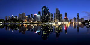 Bakgrundsbilder på skrivbordet Australien Himmel På natten  Städer