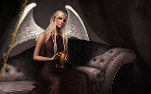 Hintergrundbilder Engeln Flügel Fantasy Mädchens