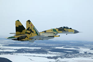 Hintergrundbilder Flugzeuge Jagdflugzeug Suchoi Su-35 Luftfahrt