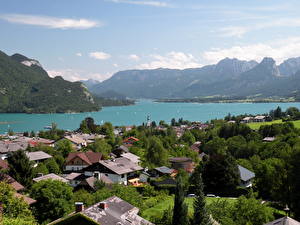 Papel de Parede Desktop Lago Áustria Céu Salzkamergut  Naturaleza