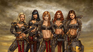 Wallpaper Warrior Armor Fantasy Girls