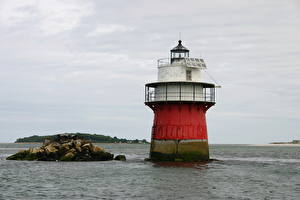 Wallpaper Coast Lighthouses Duxbury Pier Plymouth Island  Harbor USA Nature