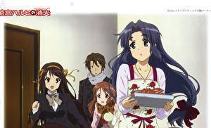 Bakgrundsbilder på skrivbordet Haruhi Suzumiya Grabb Anime Unga_kvinnor