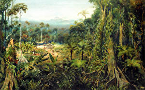 桌面壁纸，，绘画，Zdenek Burian，Tropical forest，