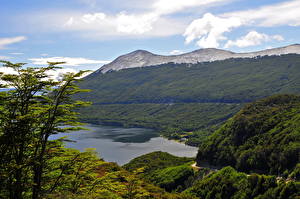 Фотографии Озеро Аргентина Облака Lake Fagnano Природа