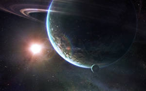 Bureaubladachtergronden Planeten Sterren Planetaire ring Ruimte